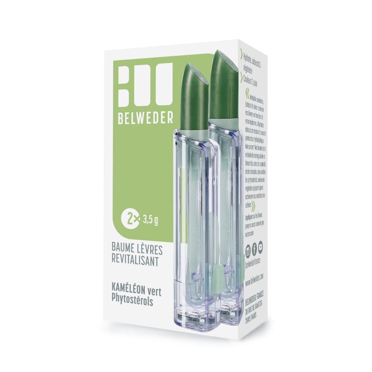 BAUME LÈVRES REVITALISANT <br>Phytostérols Kaméléon vert Couleur & soin