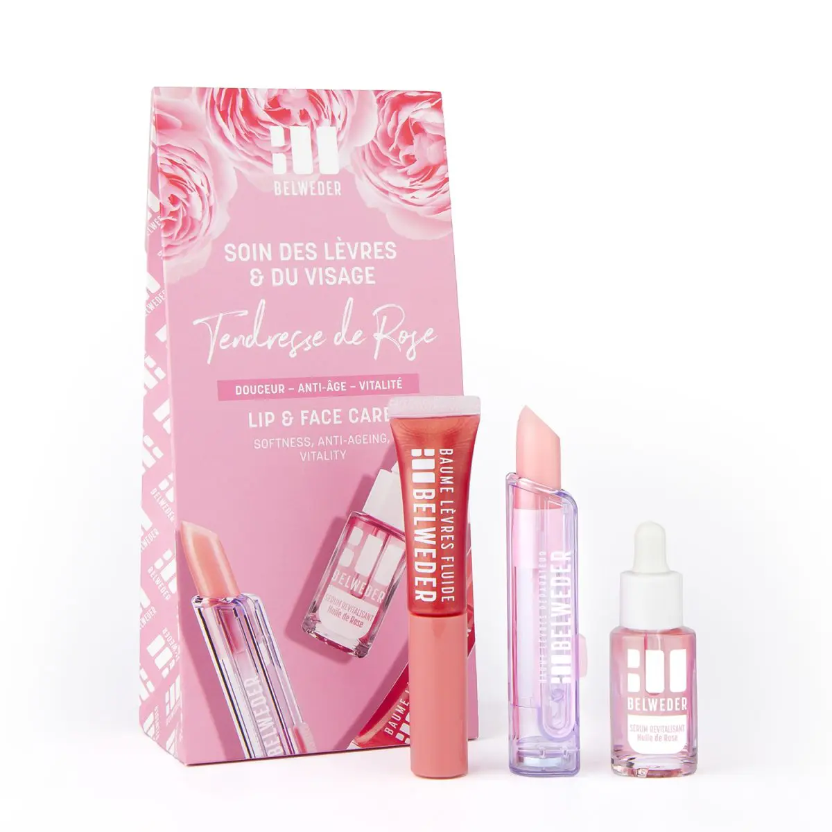 SOIN DES LÈVRES & DU VISAGE<br>Tendresse de Rose Coffrets 5